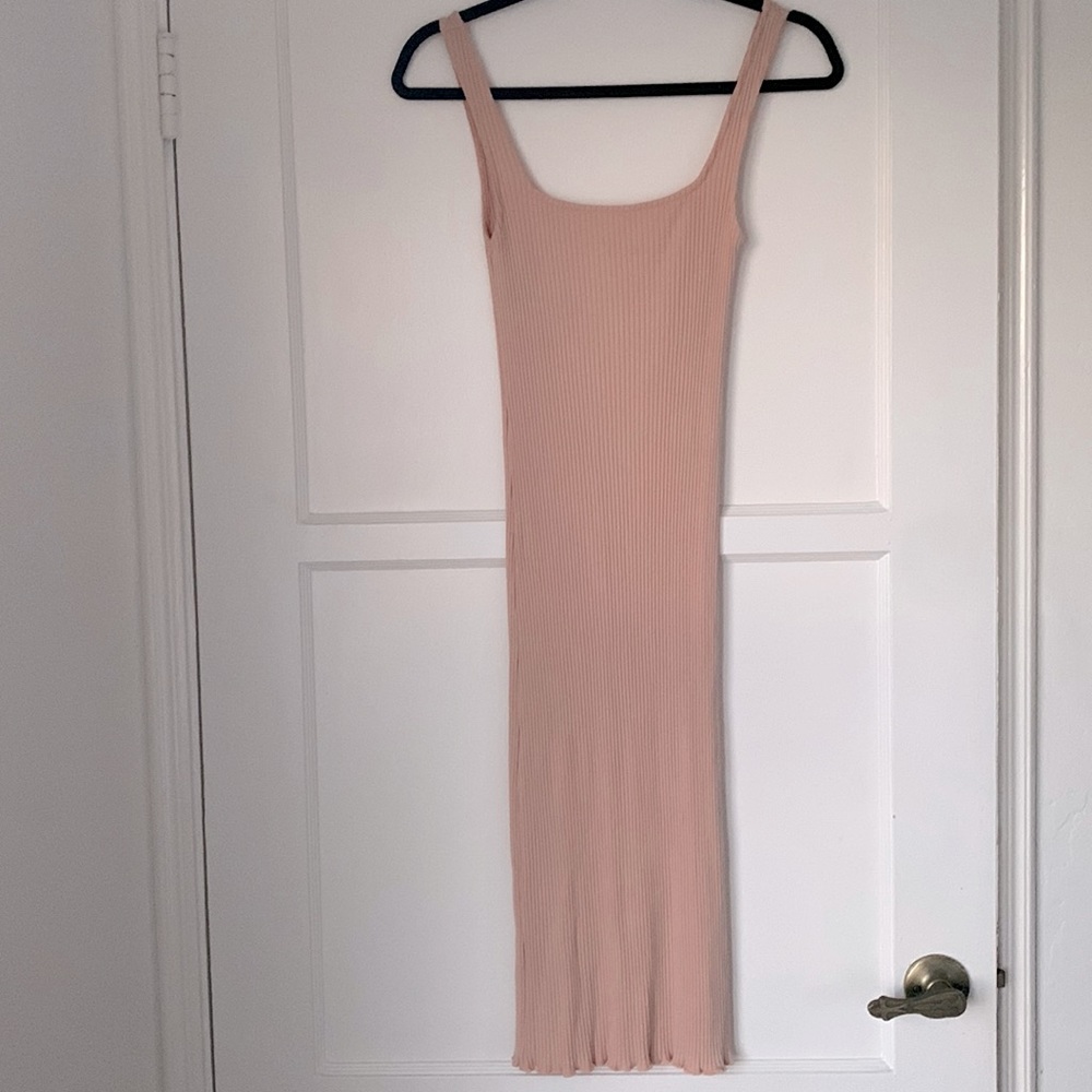 Blush ribbed midi dress - Picture 1 of 3